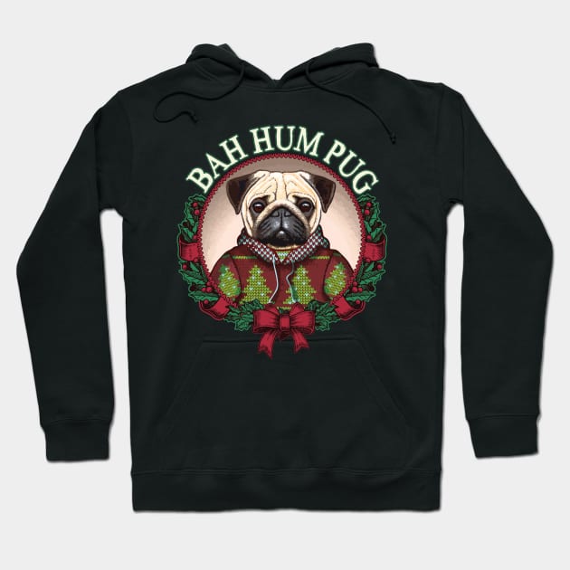 Bah Hum Pug Funny Christmas Pun for Pug Lovers Hoodie by ghsp